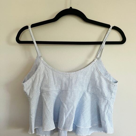 BRANDY MELVILLE John Galt Blue Pinstipe Top - Picture 2 of 4